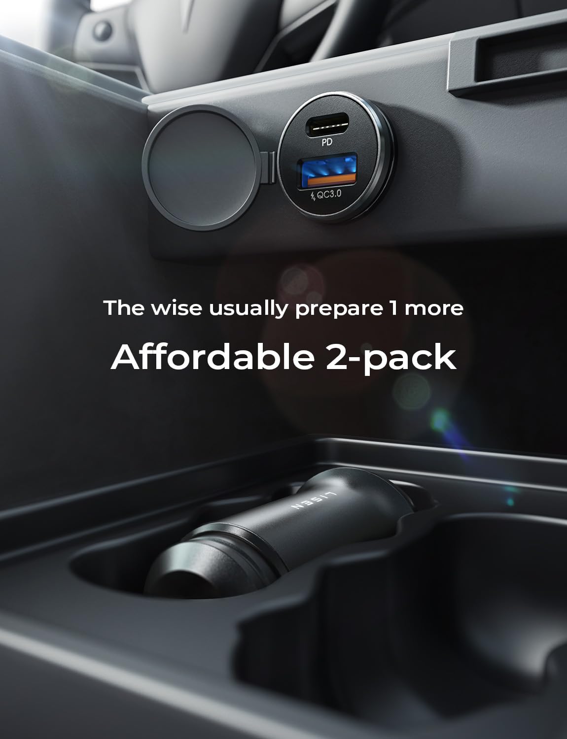 LISEN 54W Car Phone Charger USB C, Cigarette Lighter Adapter
