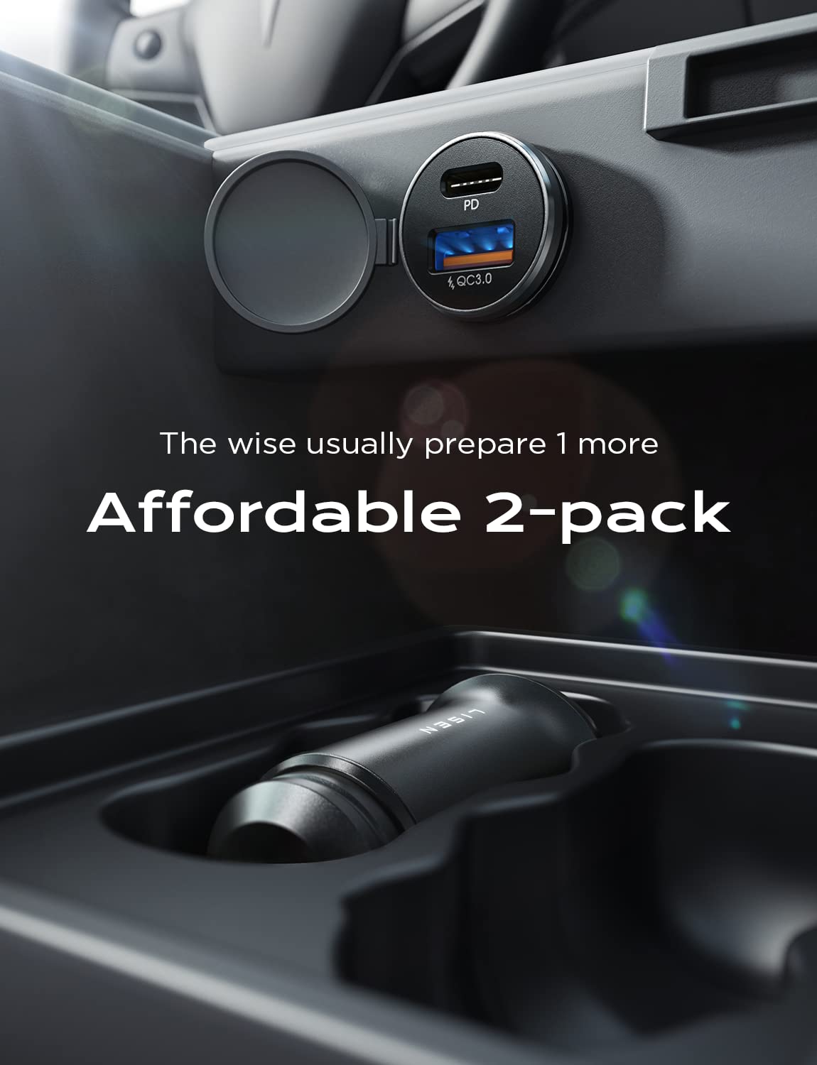 LISEN 54W Car Phone Charger USB C, Cigarette Lighter Adapter