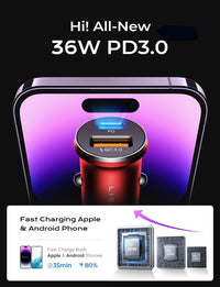 Thumbnail for LISEN 54W Car Phone Charger USB C, Cigarette Lighter Adapter