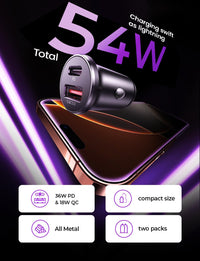 Thumbnail for LISEN 54W Car Phone Charger USB C, Cigarette Lighter Adapter