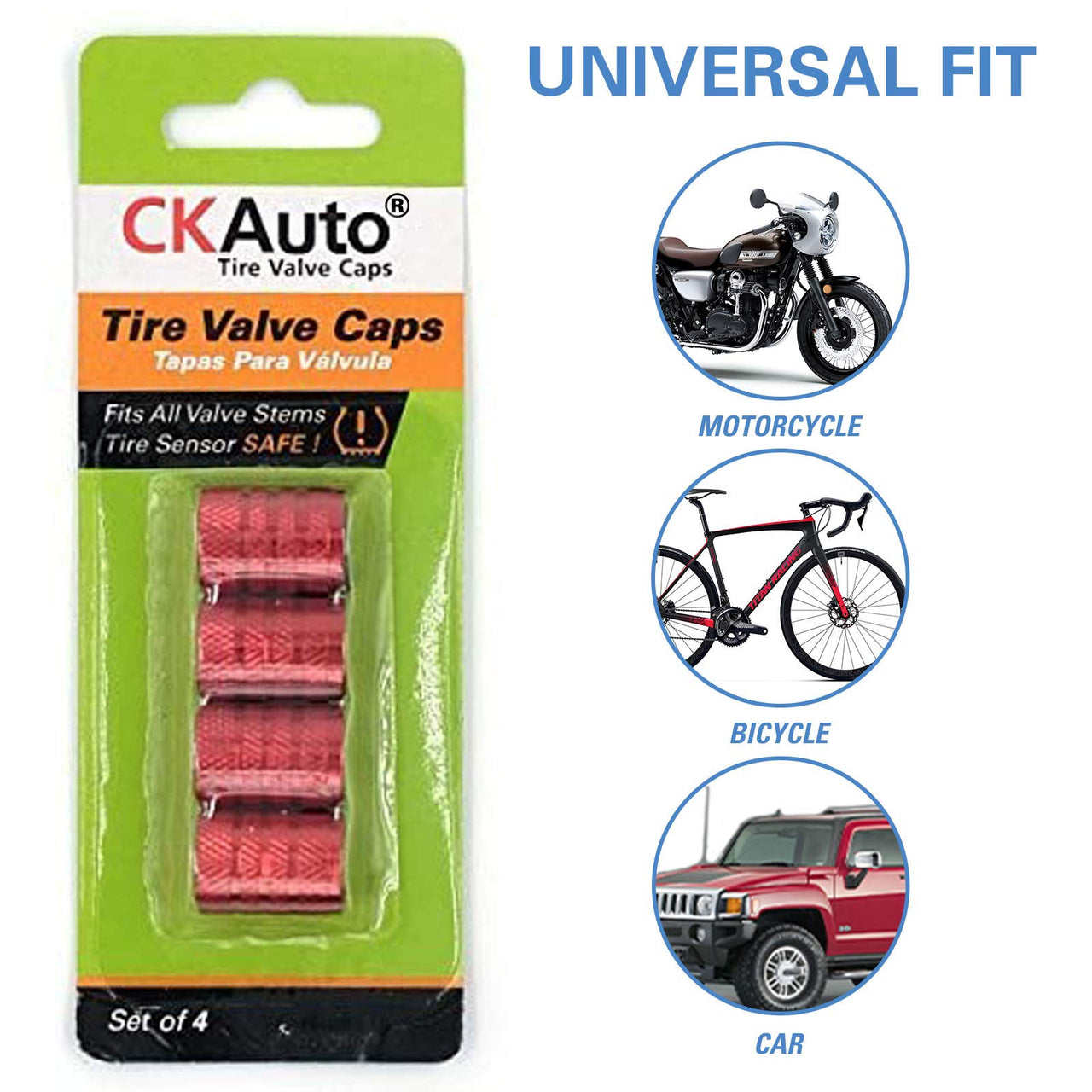 CKAuto Tire Valve Stem Caps, Silver