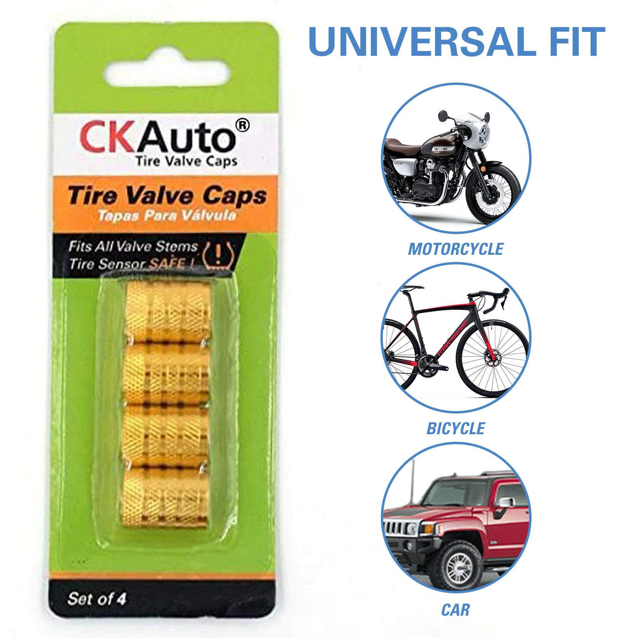 CKAuto Tire Valve Stem Caps, Silver