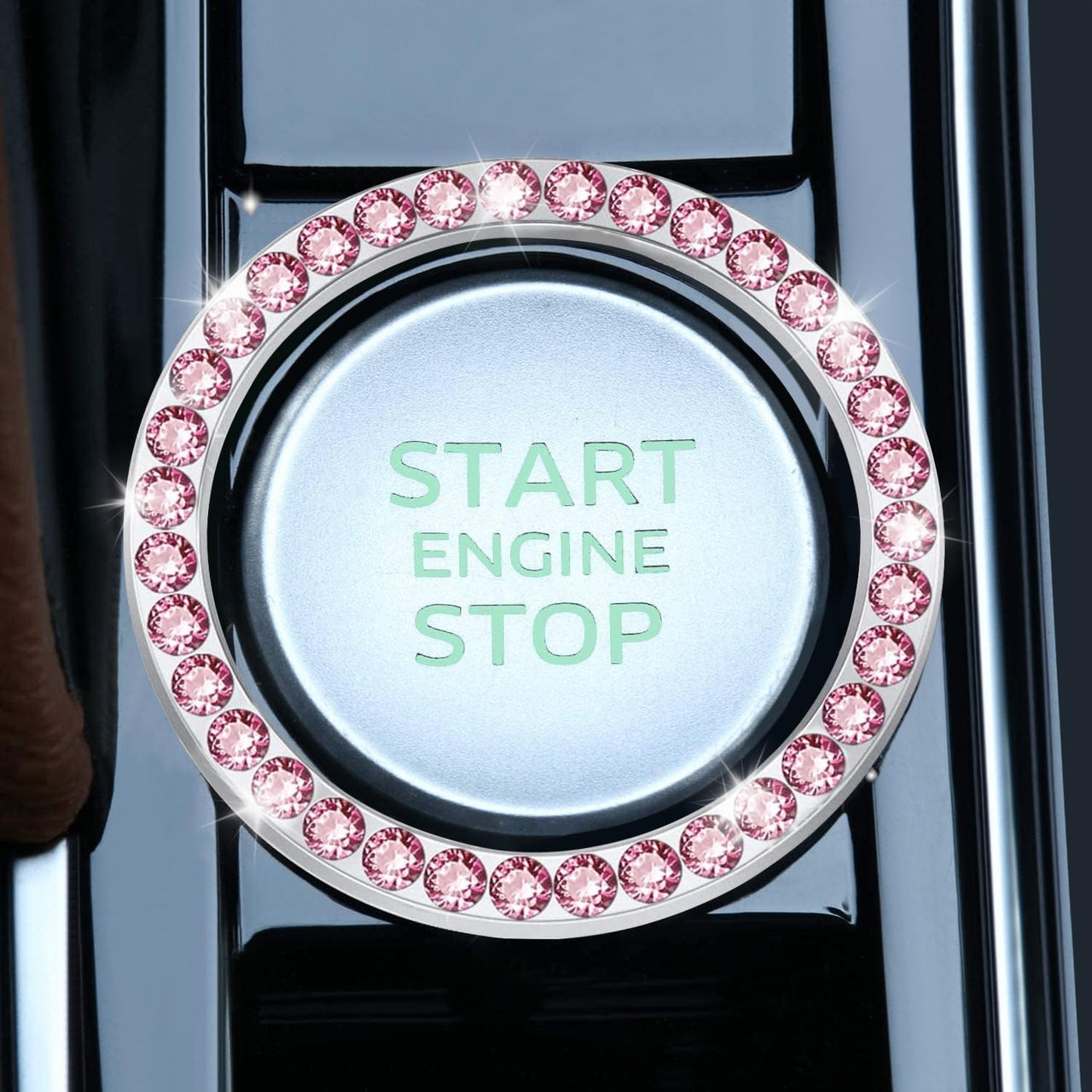 LivTee 2 PCS Crystal Double Rhinestone Car Engine Start Stop Decoration Ring