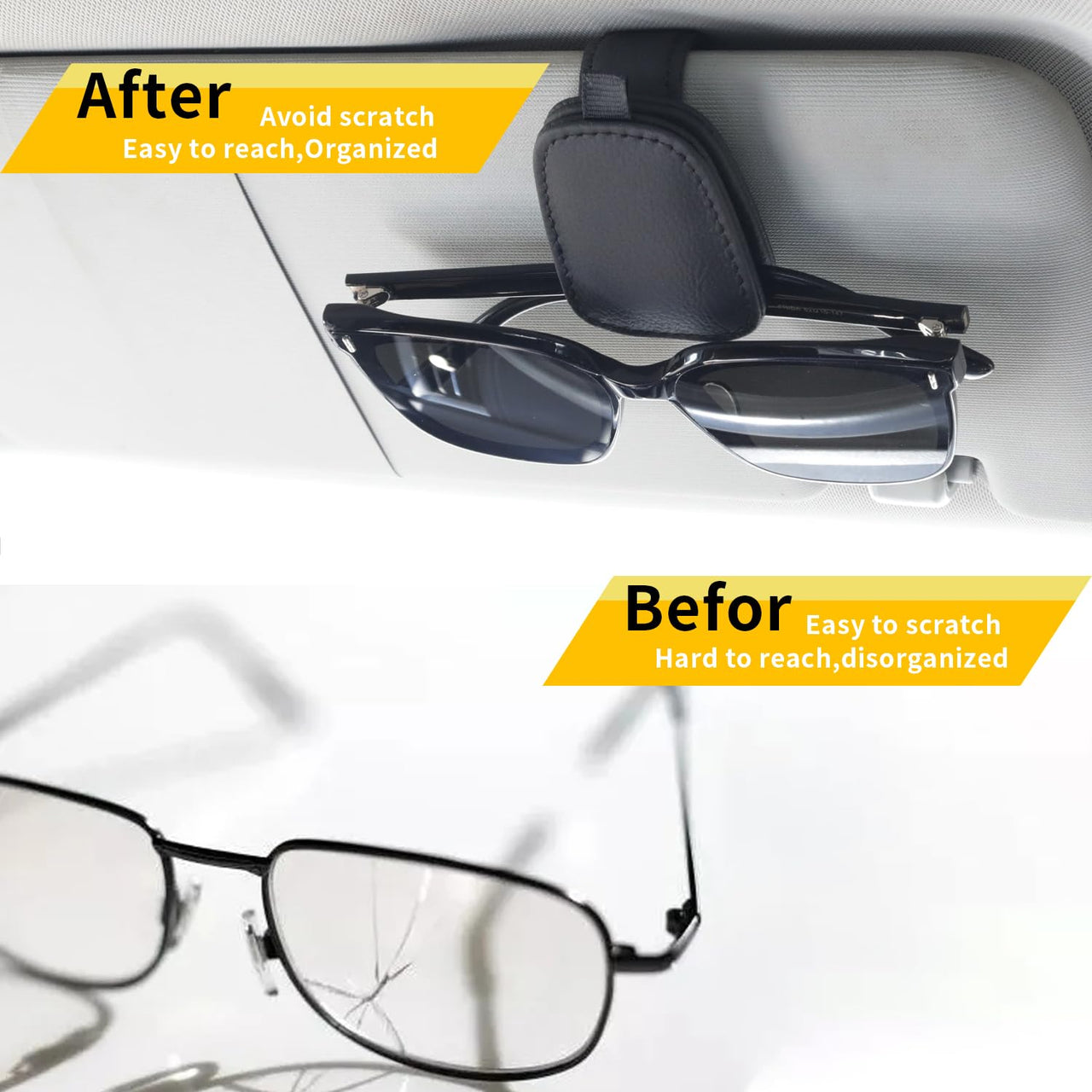 Yuoyar 4 Packs Sunglasses Holders for Car