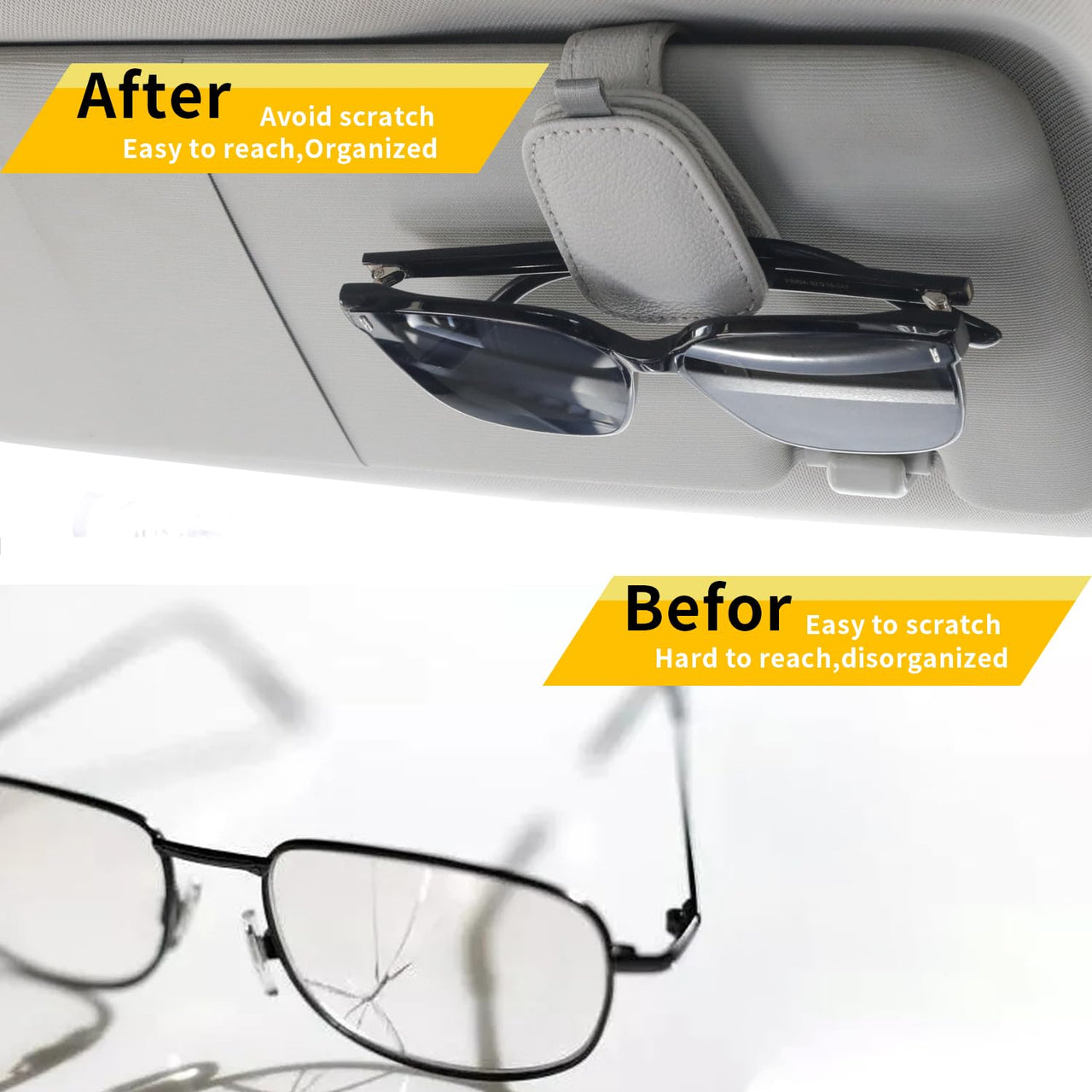 Yuoyar 4 Packs Sunglasses Holders for Car