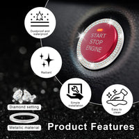 Thumbnail for LivTee 2 PCS Crystal Double Rhinestone Car Engine Start Stop Decoration Ring