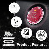 Thumbnail for LivTee 2 PCS Crystal Double Rhinestone Car Engine Start Stop Decoration Ring