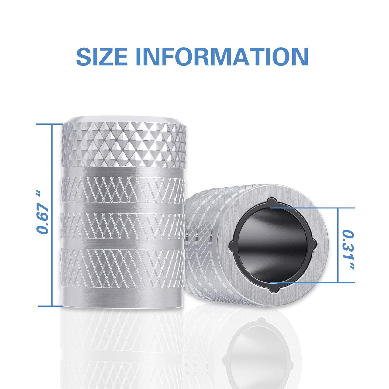 CKAuto Tire Valve Stem Caps, Silver