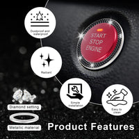 Thumbnail for LivTee 2 PCS Crystal Double Rhinestone Car Engine Start Stop Decoration Ring