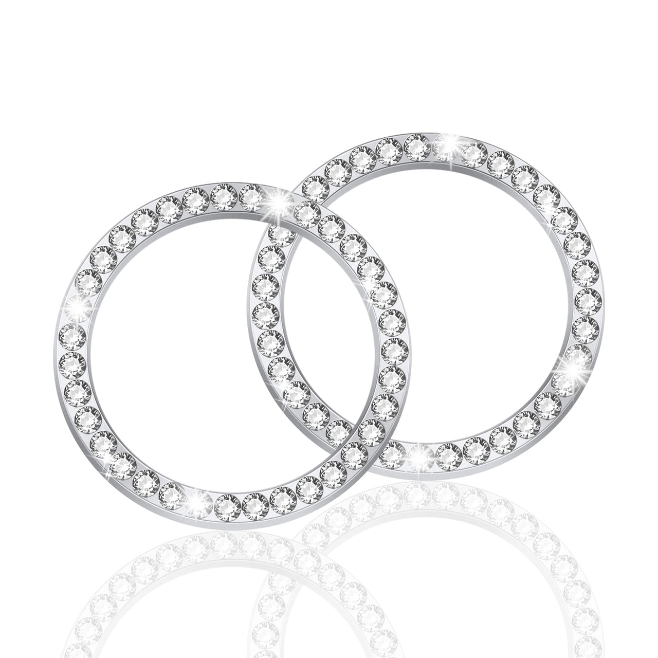LivTee 2 PCS Crystal Double Rhinestone Car Engine Start Stop Decoration Ring
