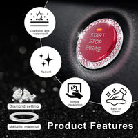 Thumbnail for LivTee 2 PCS Crystal Double Rhinestone Car Engine Start Stop Decoration Ring
