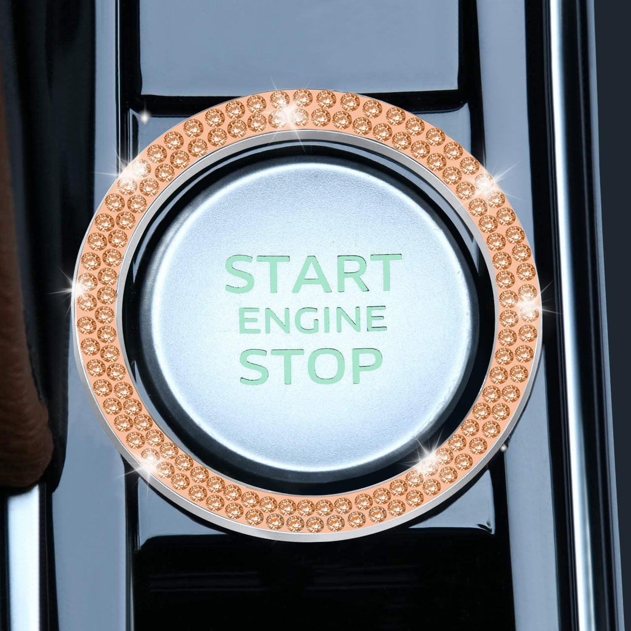 LivTee 2 PCS Crystal Double Rhinestone Car Engine Start Stop Decoration Ring