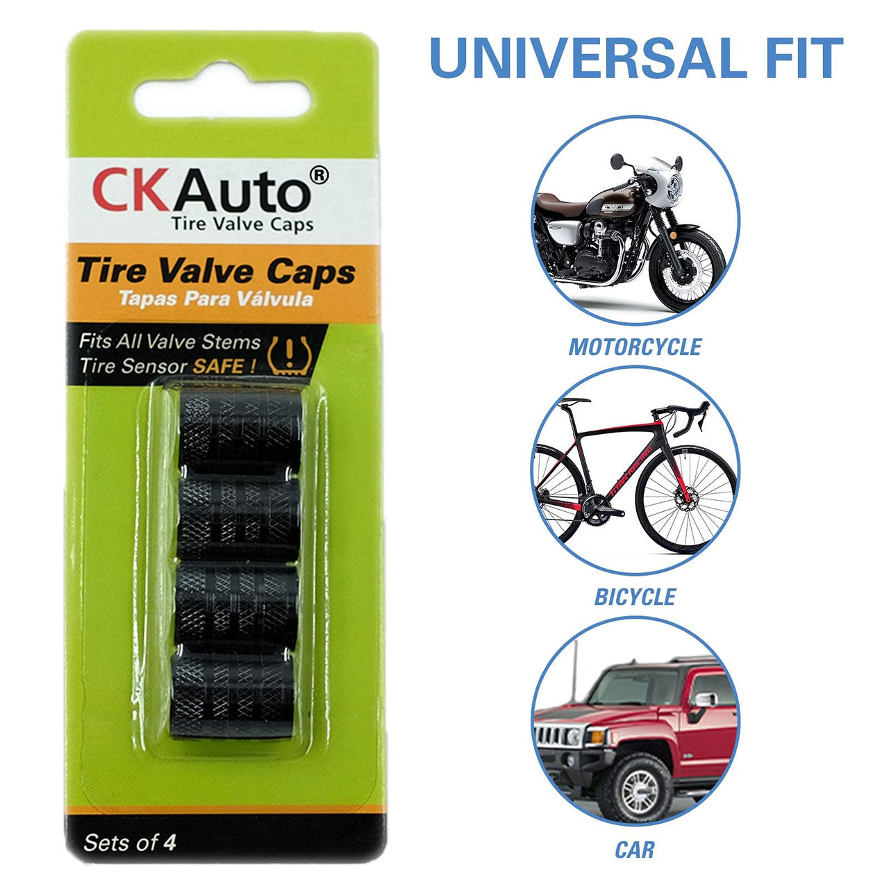 CKAuto Tire Valve Stem Caps, Silver