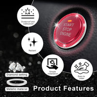 Thumbnail for LivTee 2 PCS Crystal Double Rhinestone Car Engine Start Stop Decoration Ring