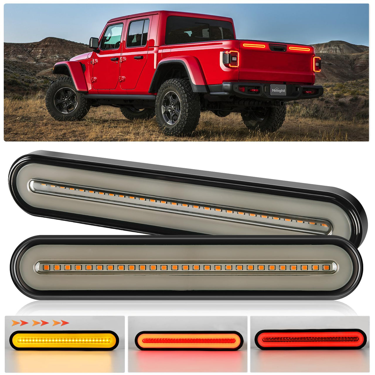 Nilight Trailer Tail Light Bar with 3-in-1 Running Stop Turn Signals Brake Lights
