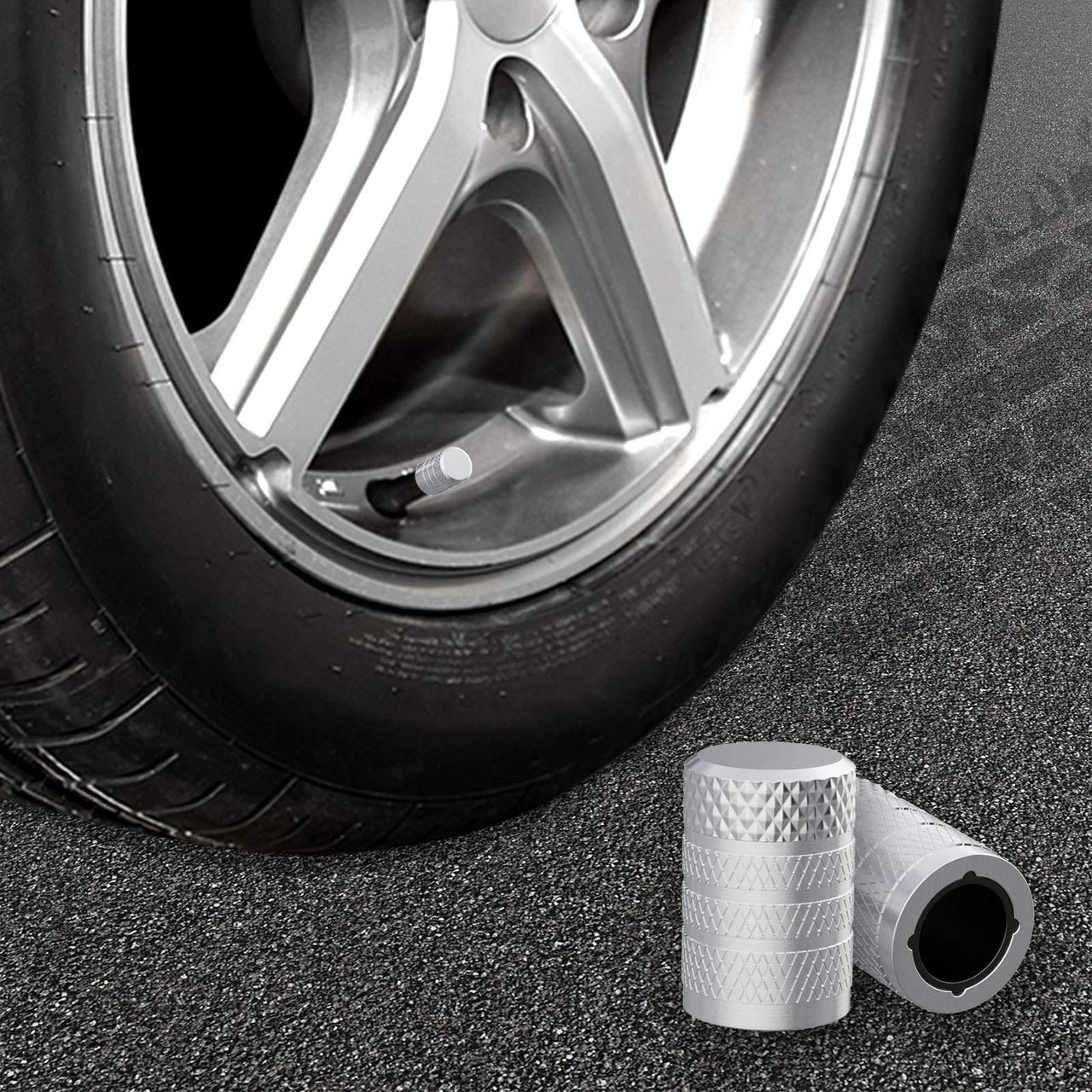 CKAuto Tire Valve Stem Caps, Silver