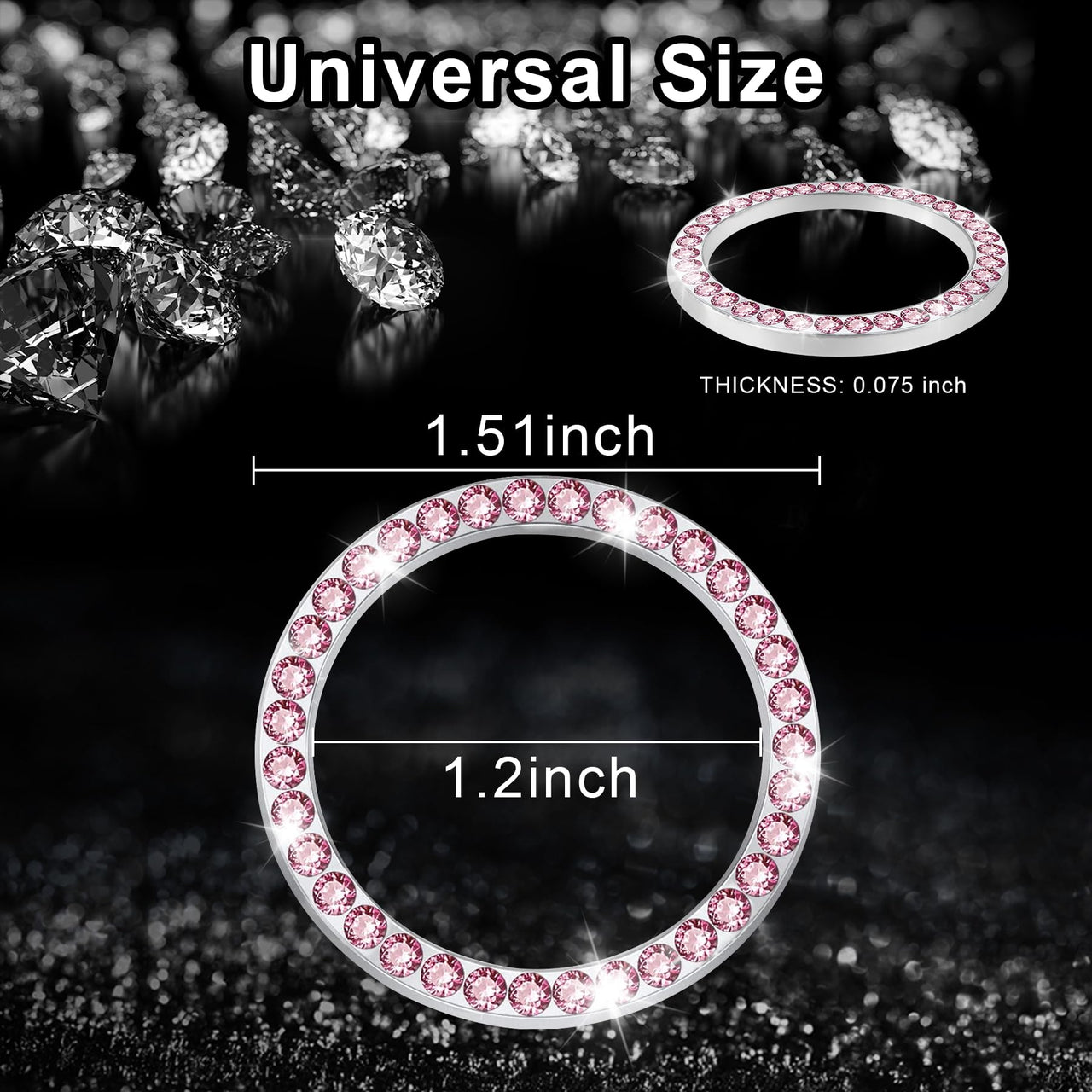 LivTee 2 PCS Crystal Double Rhinestone Car Engine Start Stop Decoration Ring