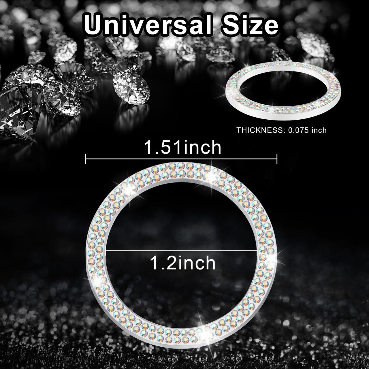LivTee 2 PCS Crystal Double Rhinestone Car Engine Start Stop Decoration Ring