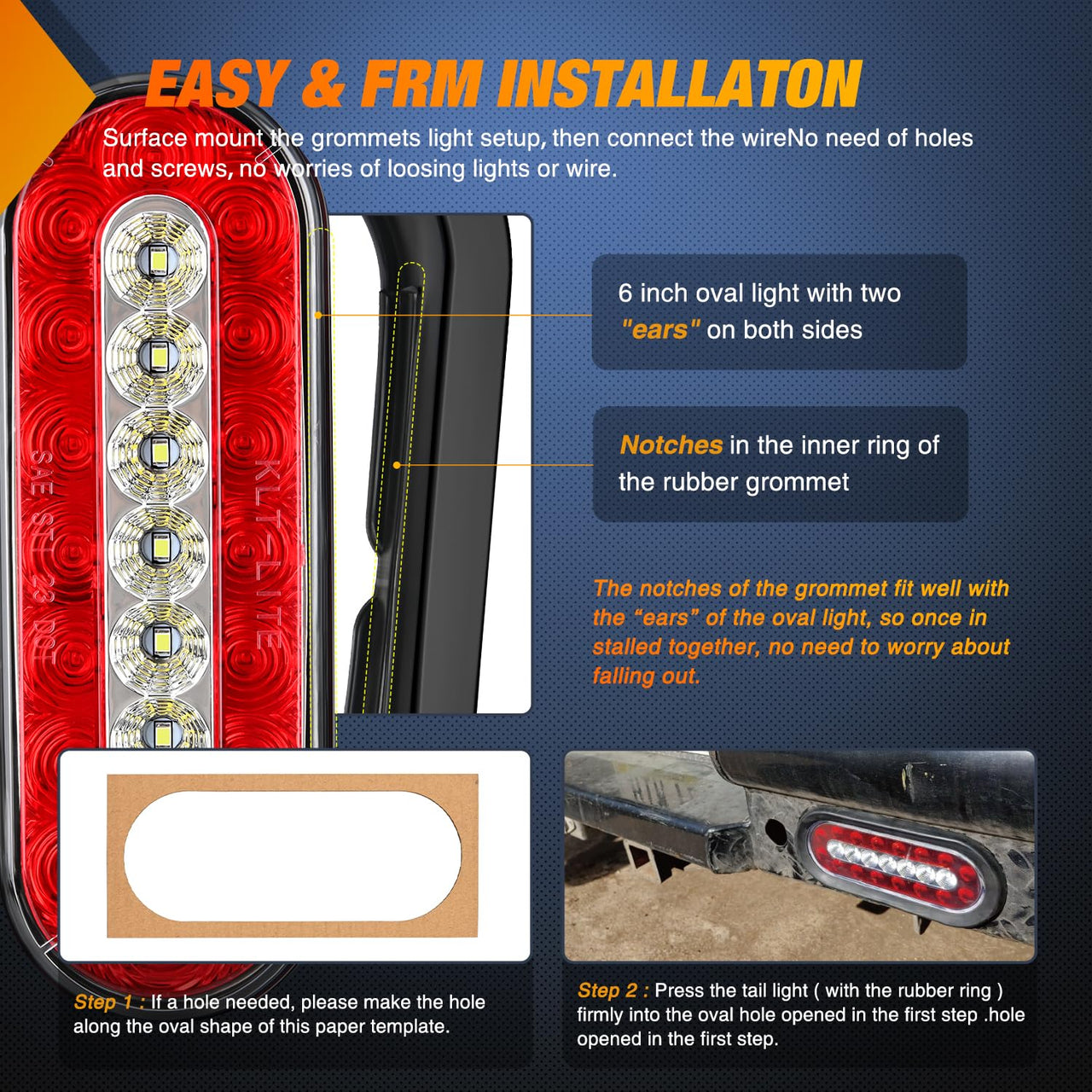 Nilight Trailer Tail Light Bar with 3-in-1 Running Stop Turn Signals Brake Lights