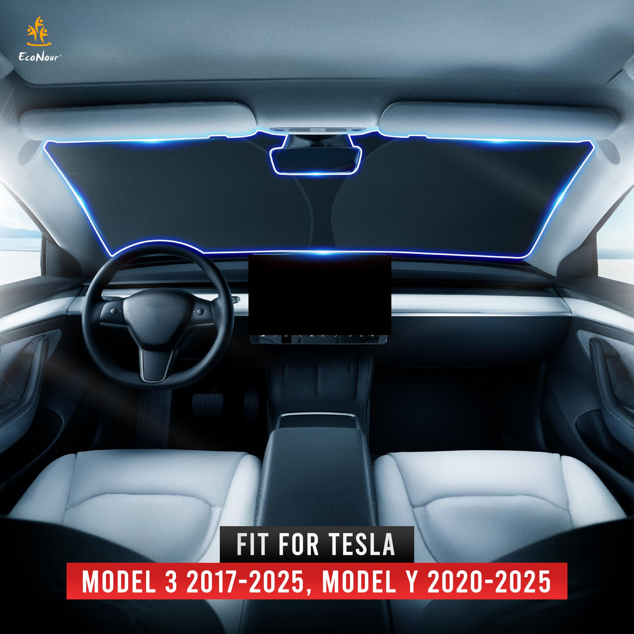 EcoNour Car Windshield Sunshade |UV Reflective Windshield Cover Sun Shade