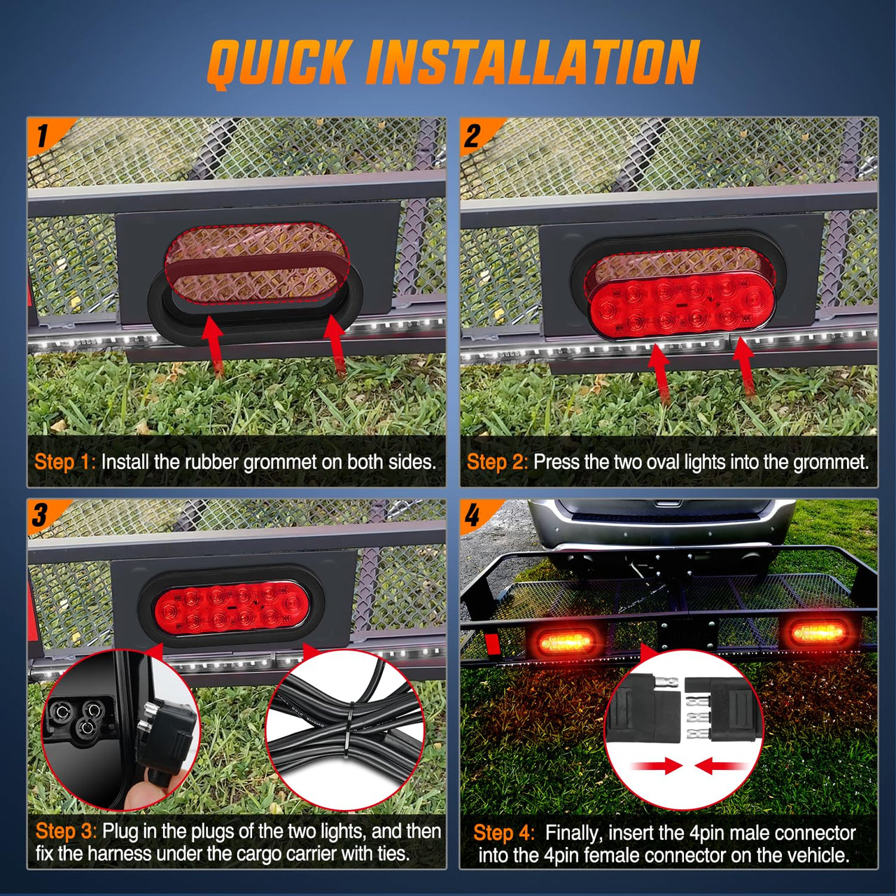Nilight Trailer Tail Light Bar with 3-in-1 Running Stop Turn Signals Brake Lights