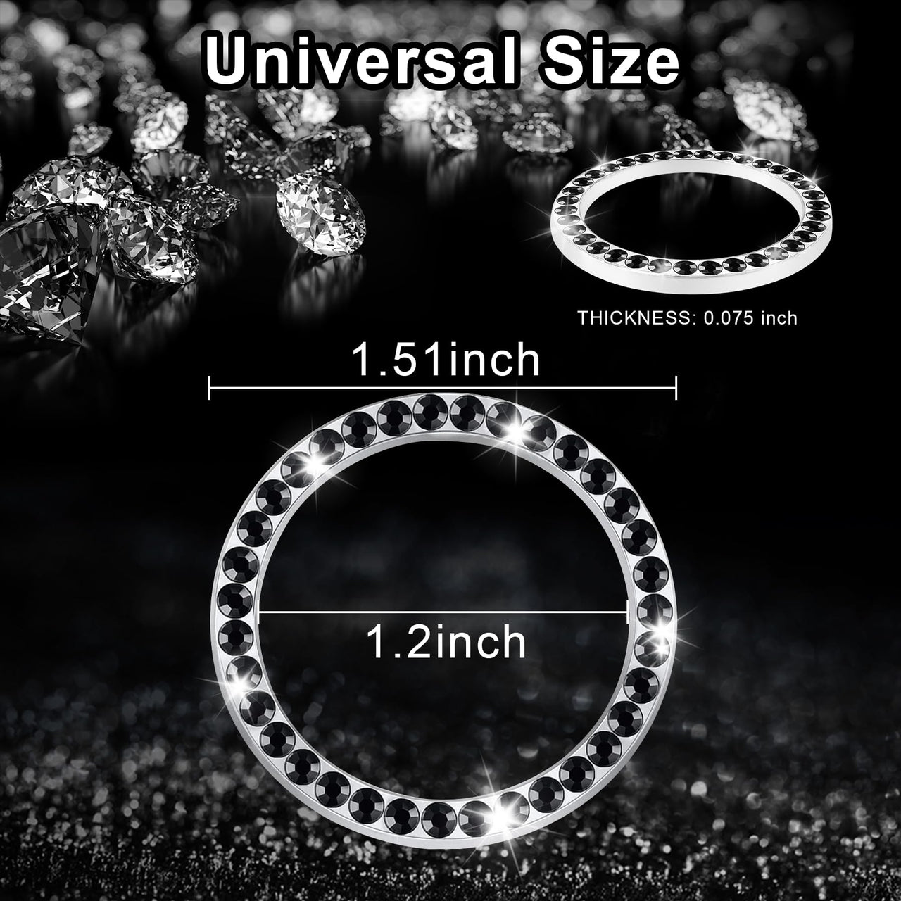 LivTee 2 PCS Crystal Double Rhinestone Car Engine Start Stop Decoration Ring