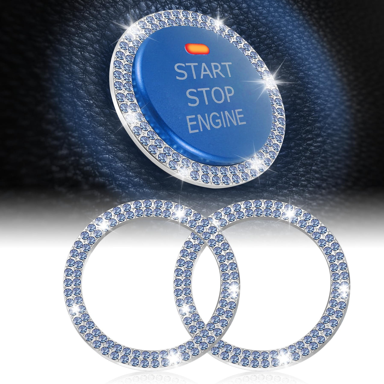 LivTee 2 PCS Crystal Double Rhinestone Car Engine Start Stop Decoration Ring