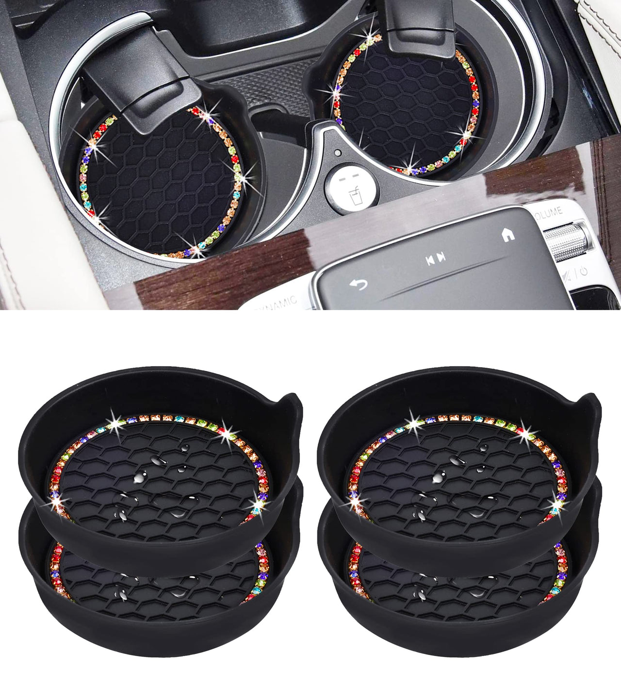 Amooca Car Cup Coaster Universal Non-Slip Cup Holders