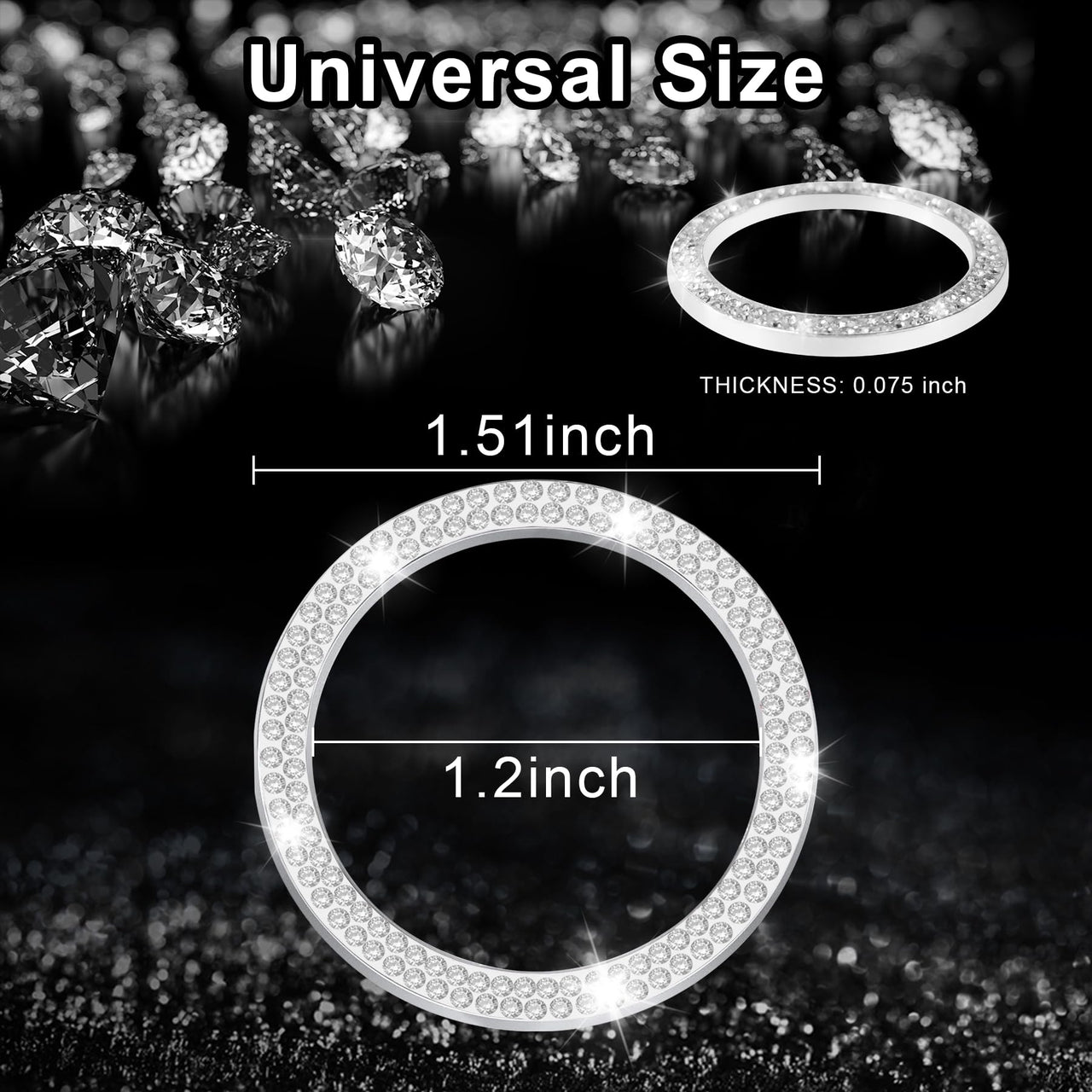 LivTee 2 PCS Crystal Double Rhinestone Car Engine Start Stop Decoration Ring