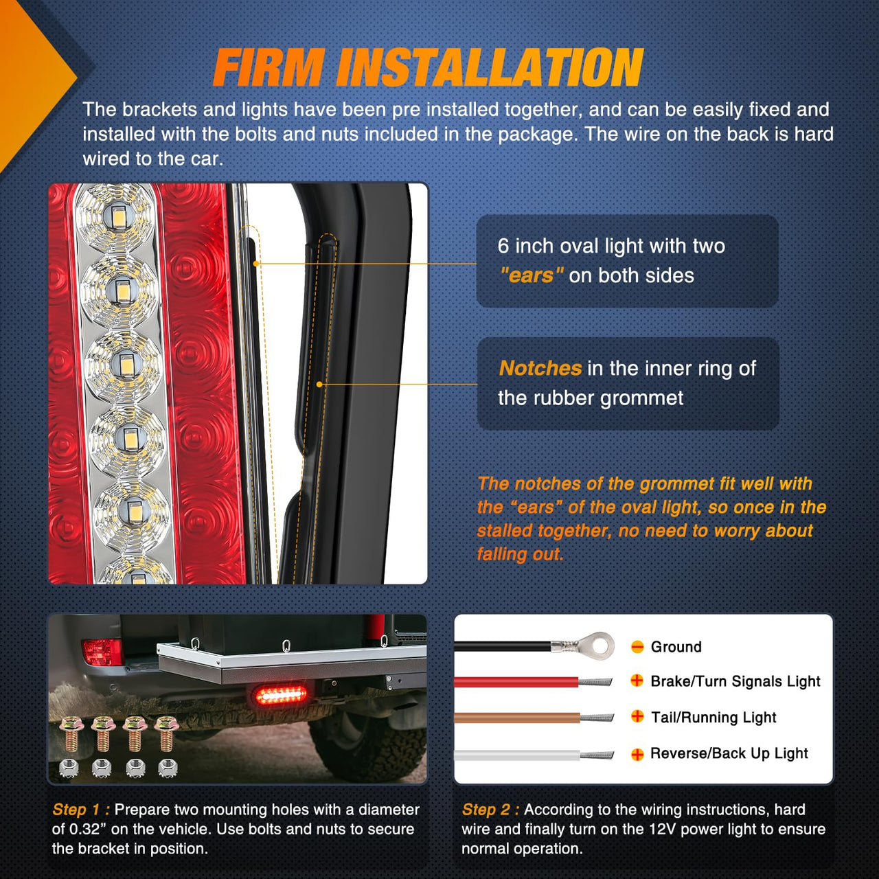 Nilight Trailer Tail Light Bar with 3-in-1 Running Stop Turn Signals Brake Lights