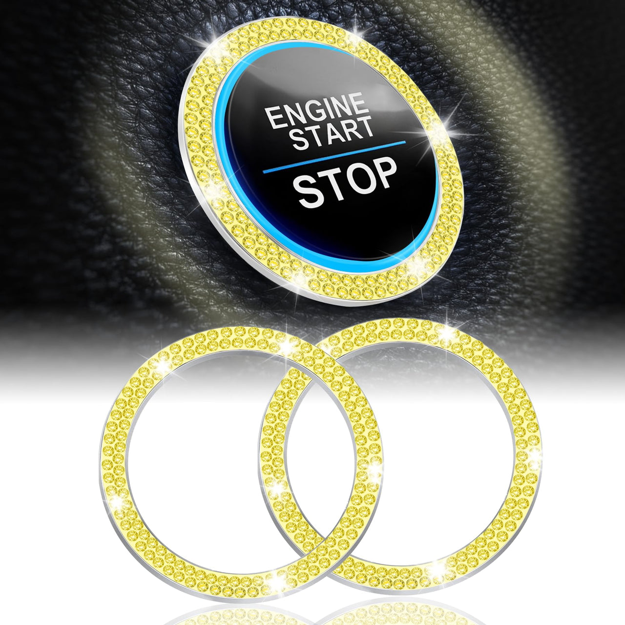 LivTee 2 PCS Crystal Double Rhinestone Car Engine Start Stop Decoration Ring