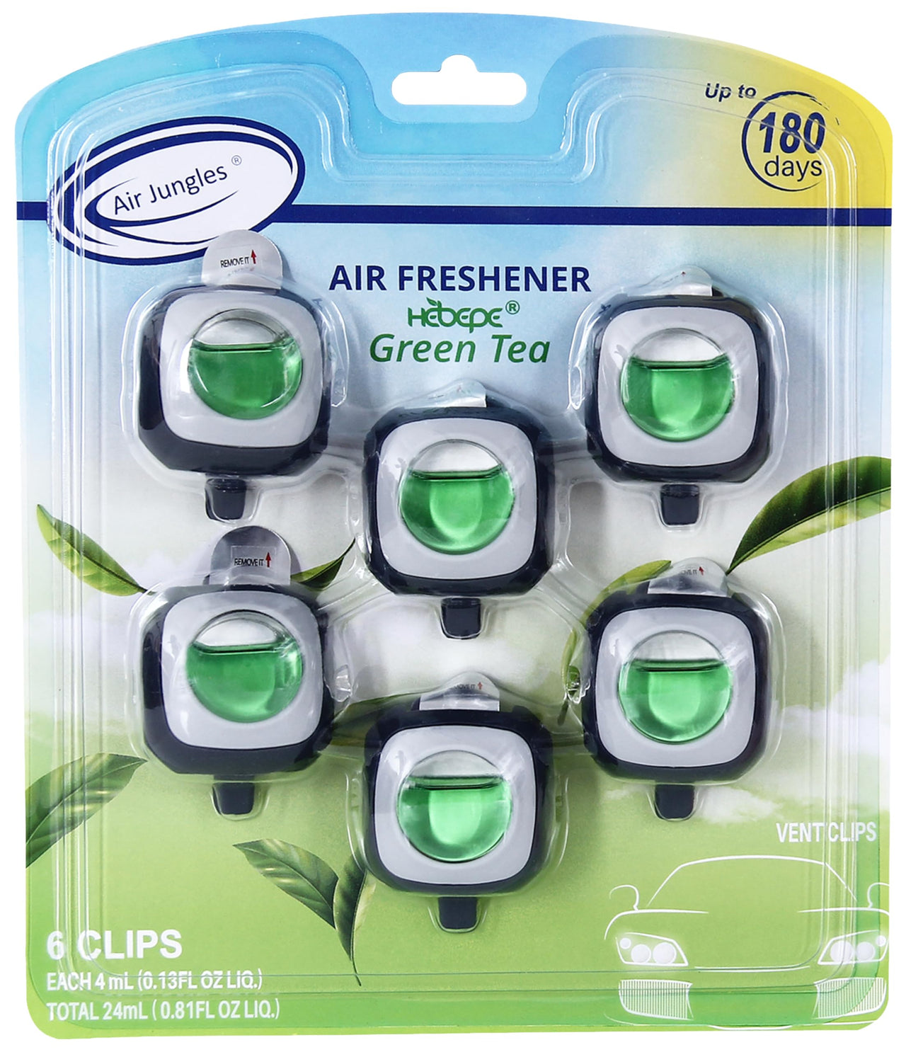 Air Jungles Green Tea Scent Car Air Freshener Clip