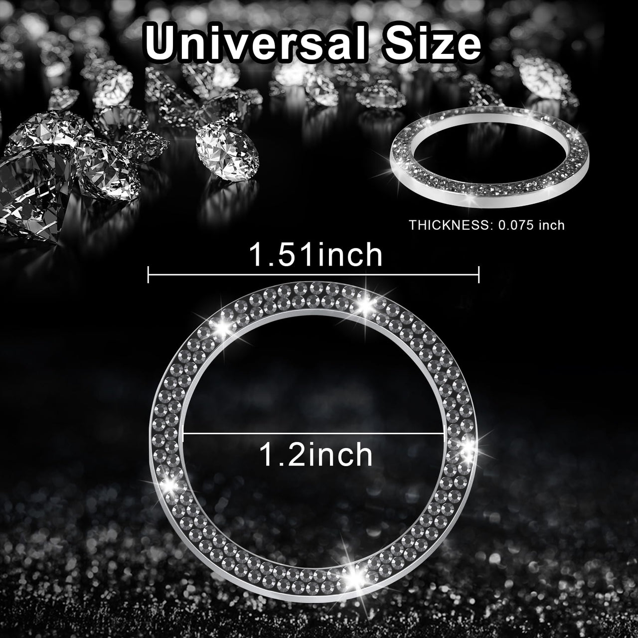 LivTee 2 PCS Crystal Double Rhinestone Car Engine Start Stop Decoration Ring