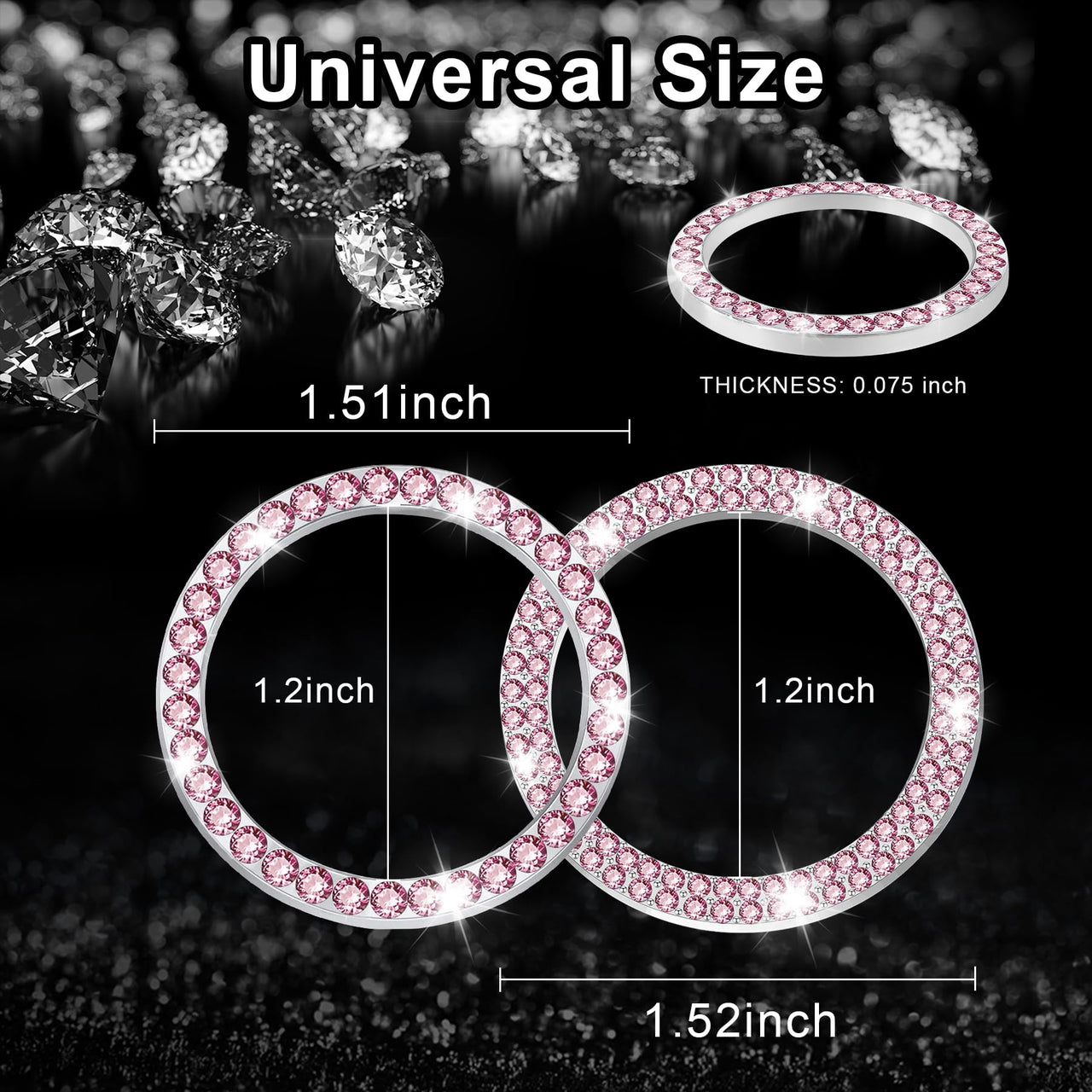 LivTee 2 PCS Crystal Double Rhinestone Car Engine Start Stop Decoration Ring