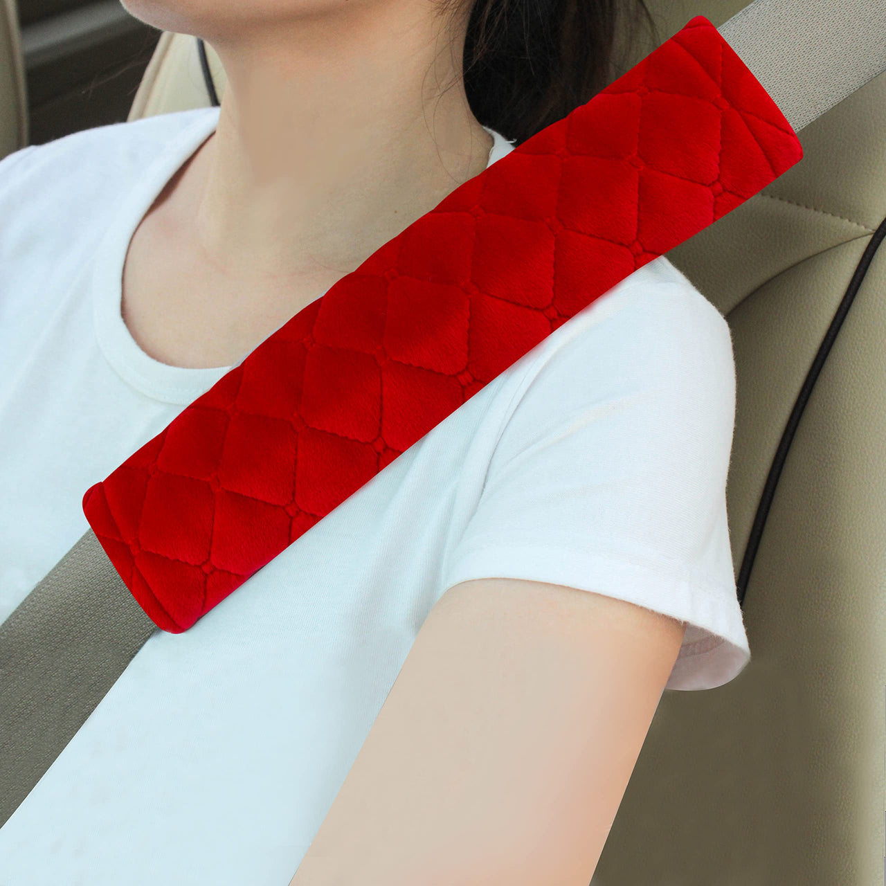 Amooca Soft Auto Seat Belt Cover Seatbelt Shoulder Pad Cushions