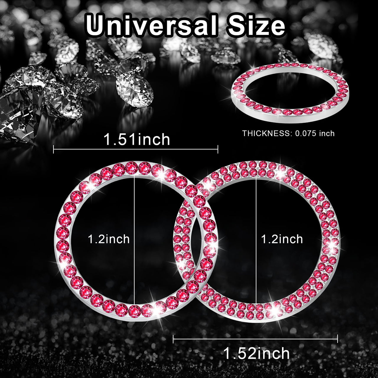 LivTee 2 PCS Crystal Double Rhinestone Car Engine Start Stop Decoration Ring