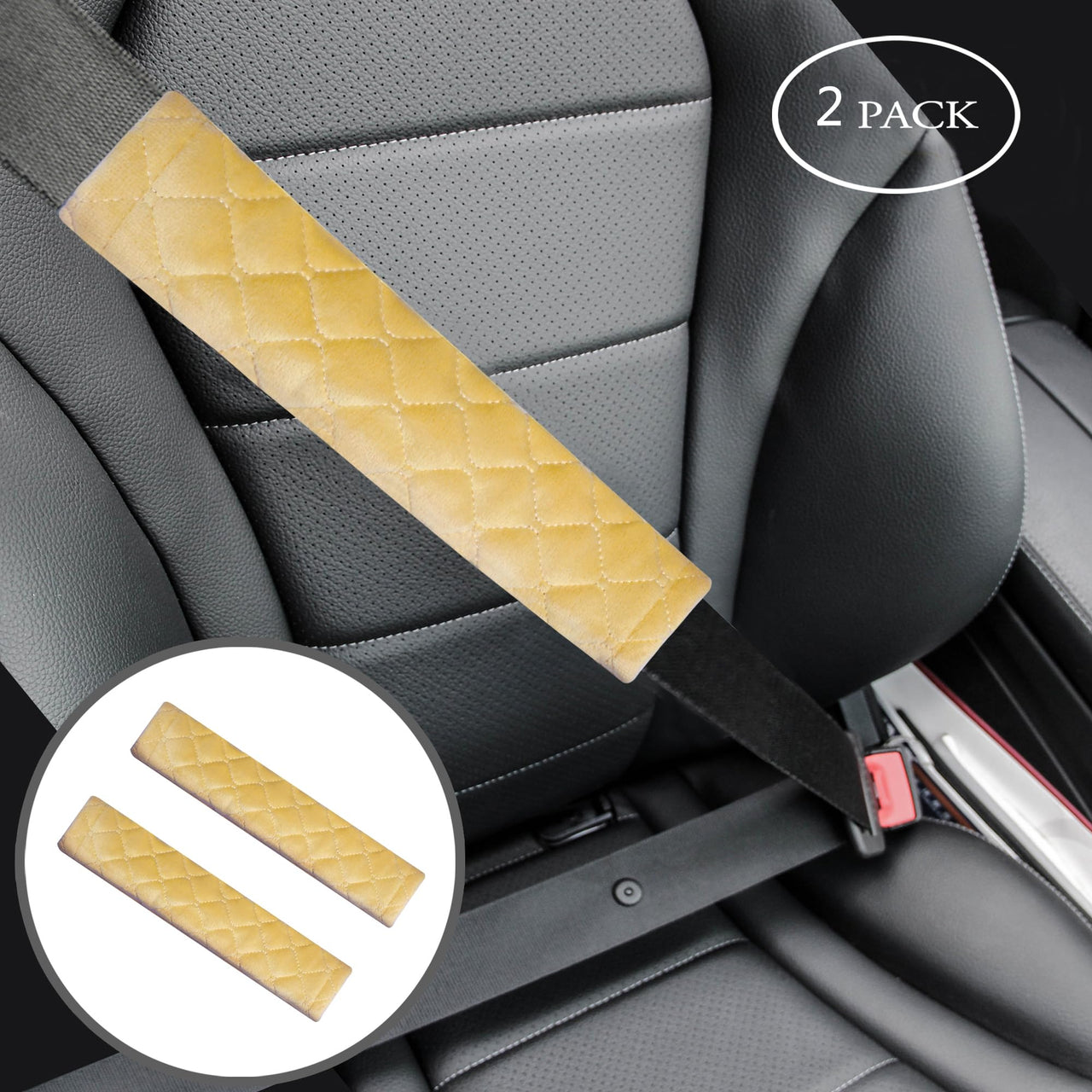 Amooca Soft Auto Seat Belt Cover Seatbelt Shoulder Pad Cushions