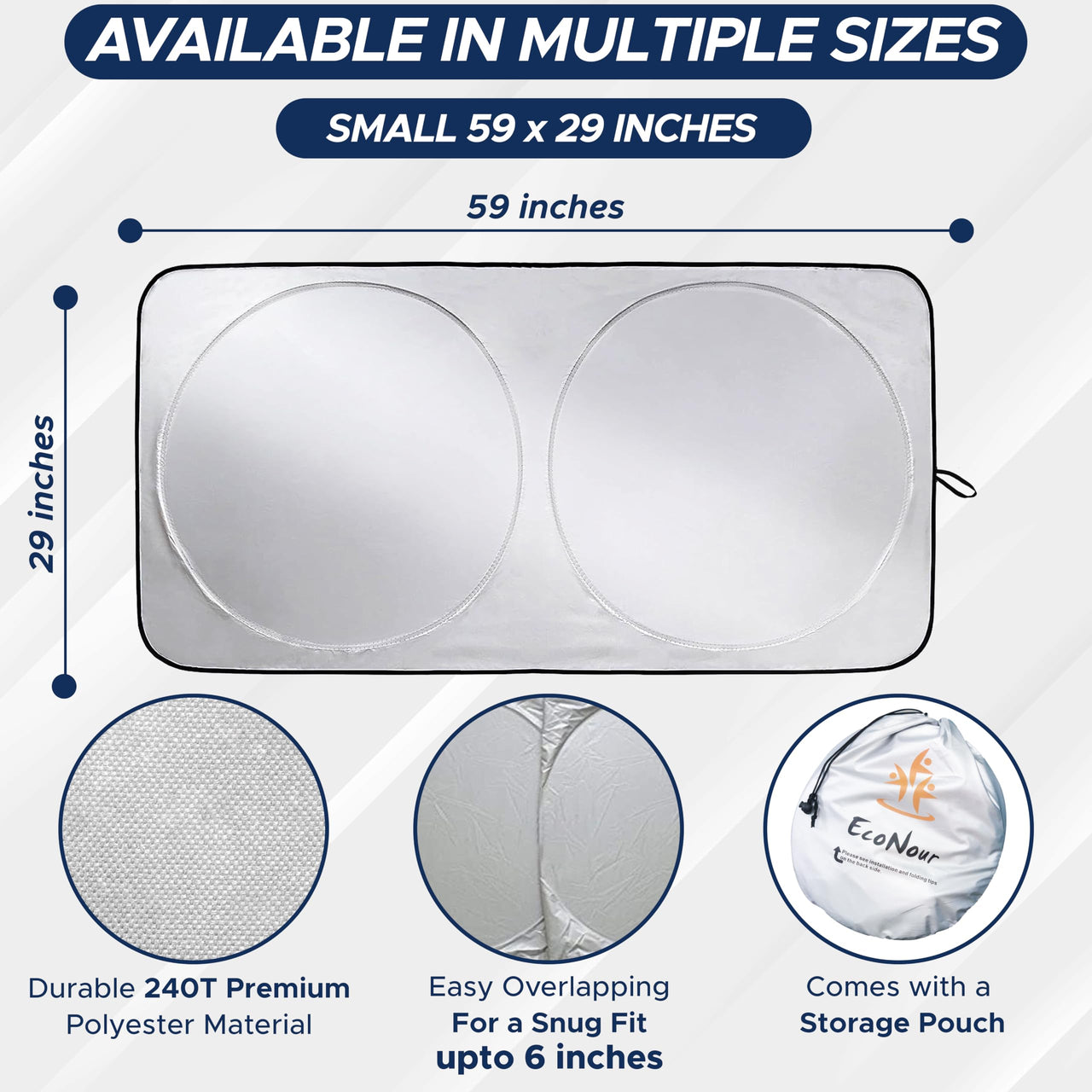 EcoNour Car Windshield Sunshade |UV Reflective Windshield Cover Sun Shade
