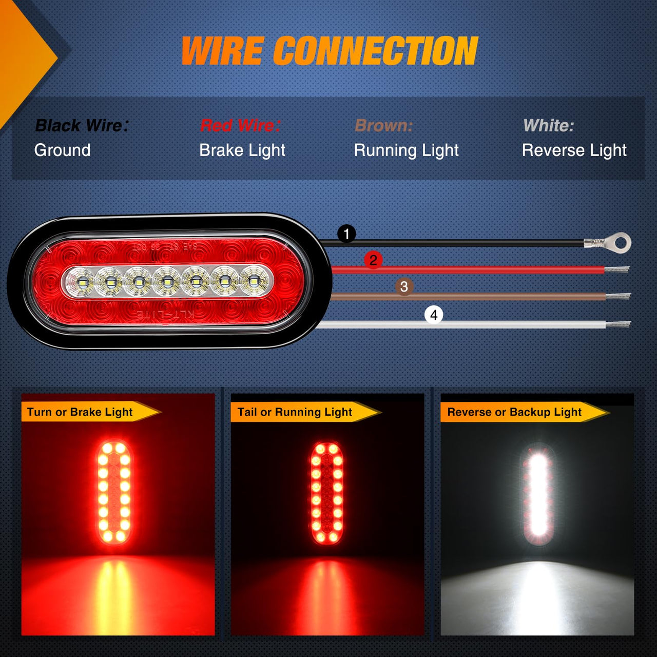 Nilight Trailer Tail Light Bar with 3-in-1 Running Stop Turn Signals Brake Lights