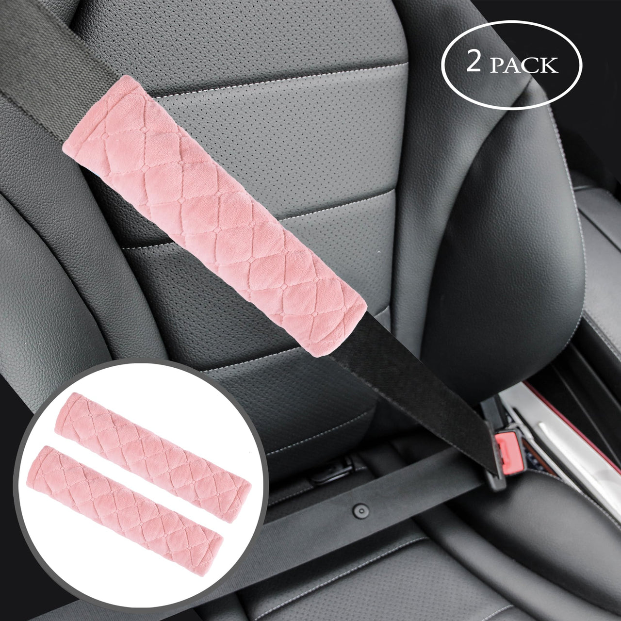 Amooca Soft Auto Seat Belt Cover Seatbelt Shoulder Pad Cushions