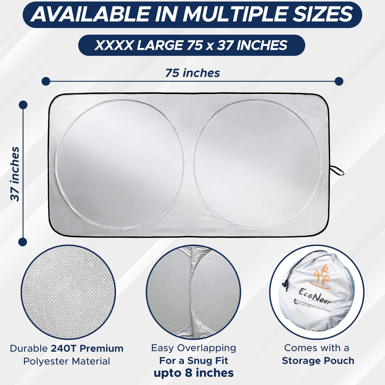EcoNour Car Windshield Sunshade |UV Reflective Windshield Cover Sun Shade