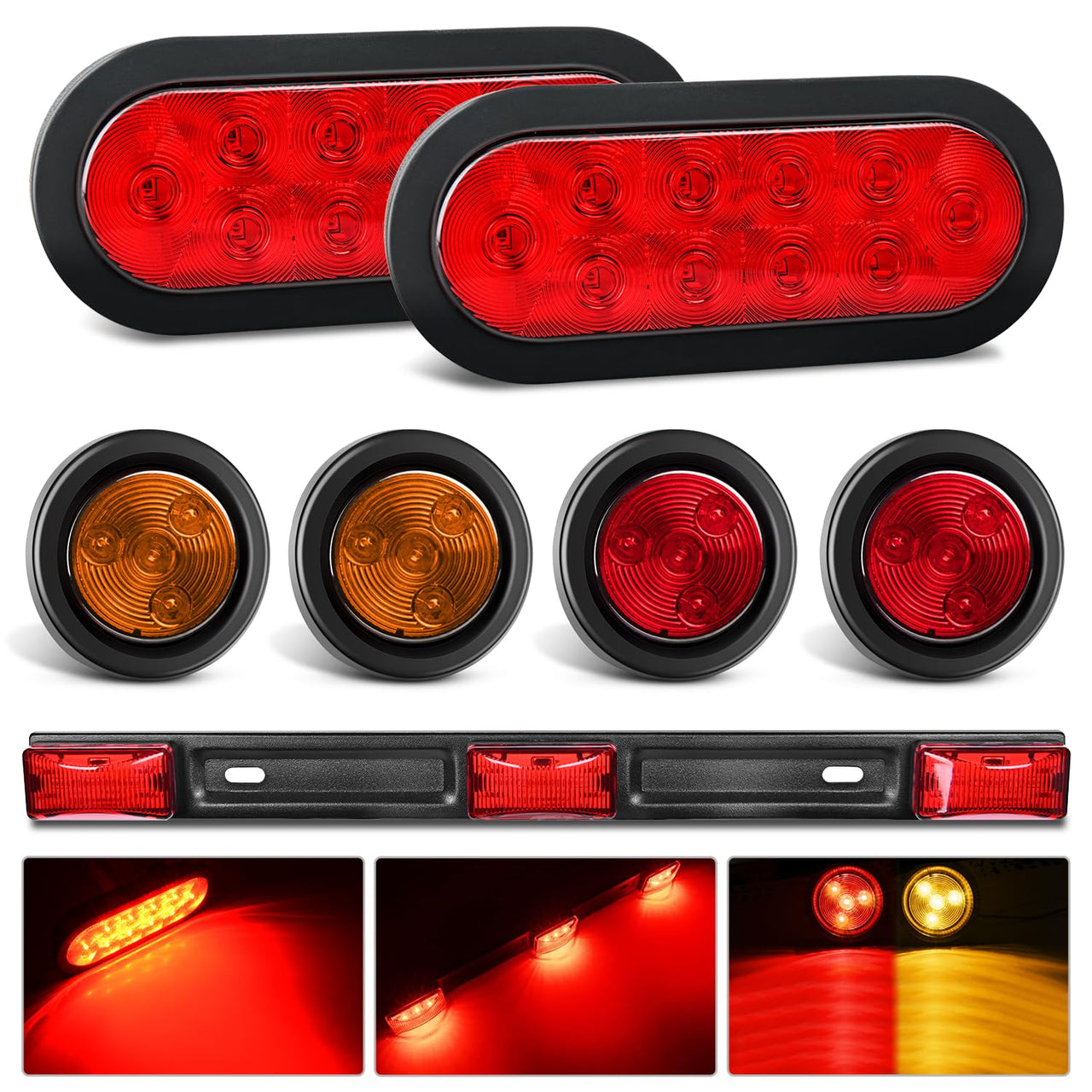 Nilight Trailer Tail Light Bar with 3-in-1 Running Stop Turn Signals Brake Lights