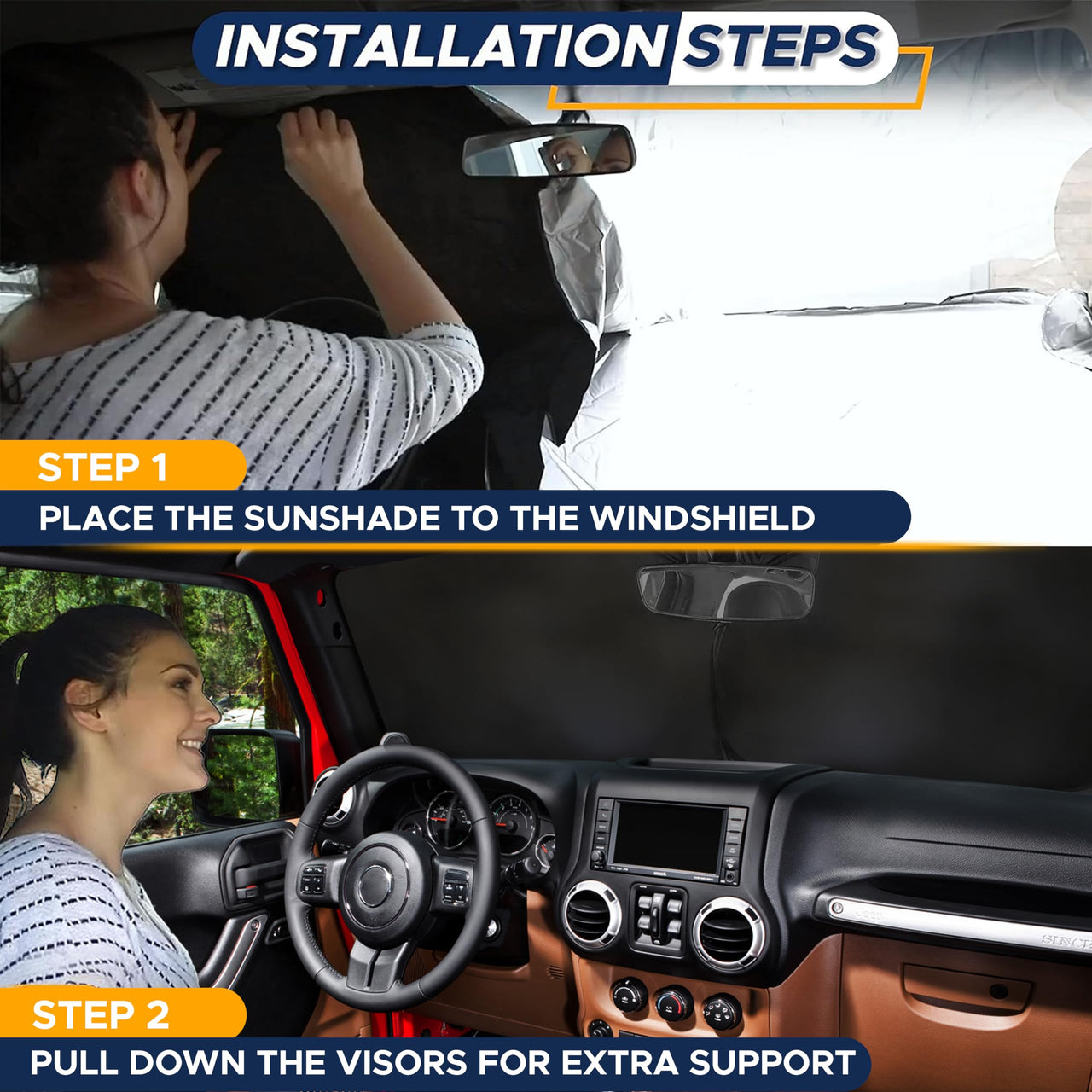 EcoNour Car Windshield Sunshade |UV Reflective Windshield Cover Sun Shade