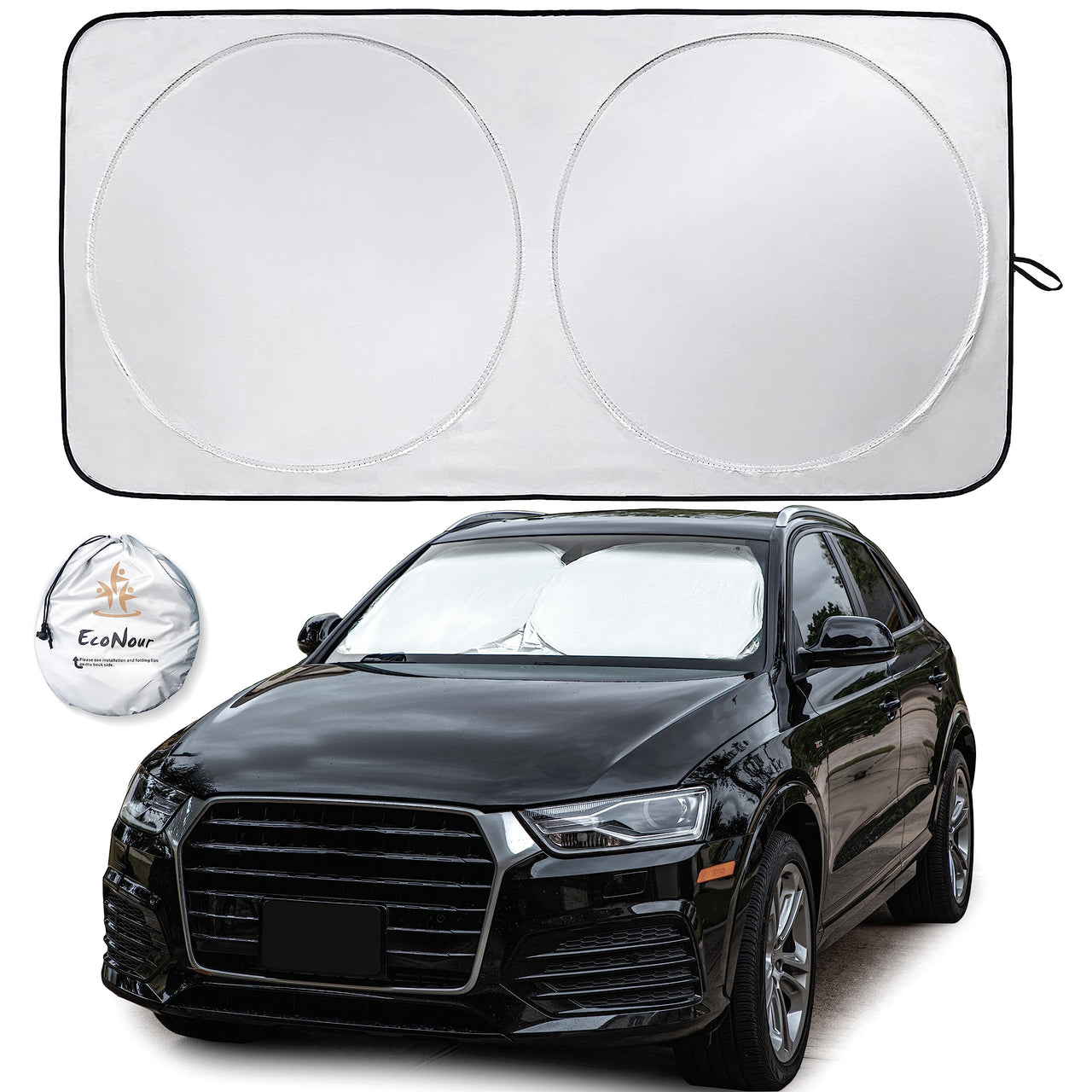 EcoNour Car Windshield Sunshade |UV Reflective Windshield Cover Sun Shade