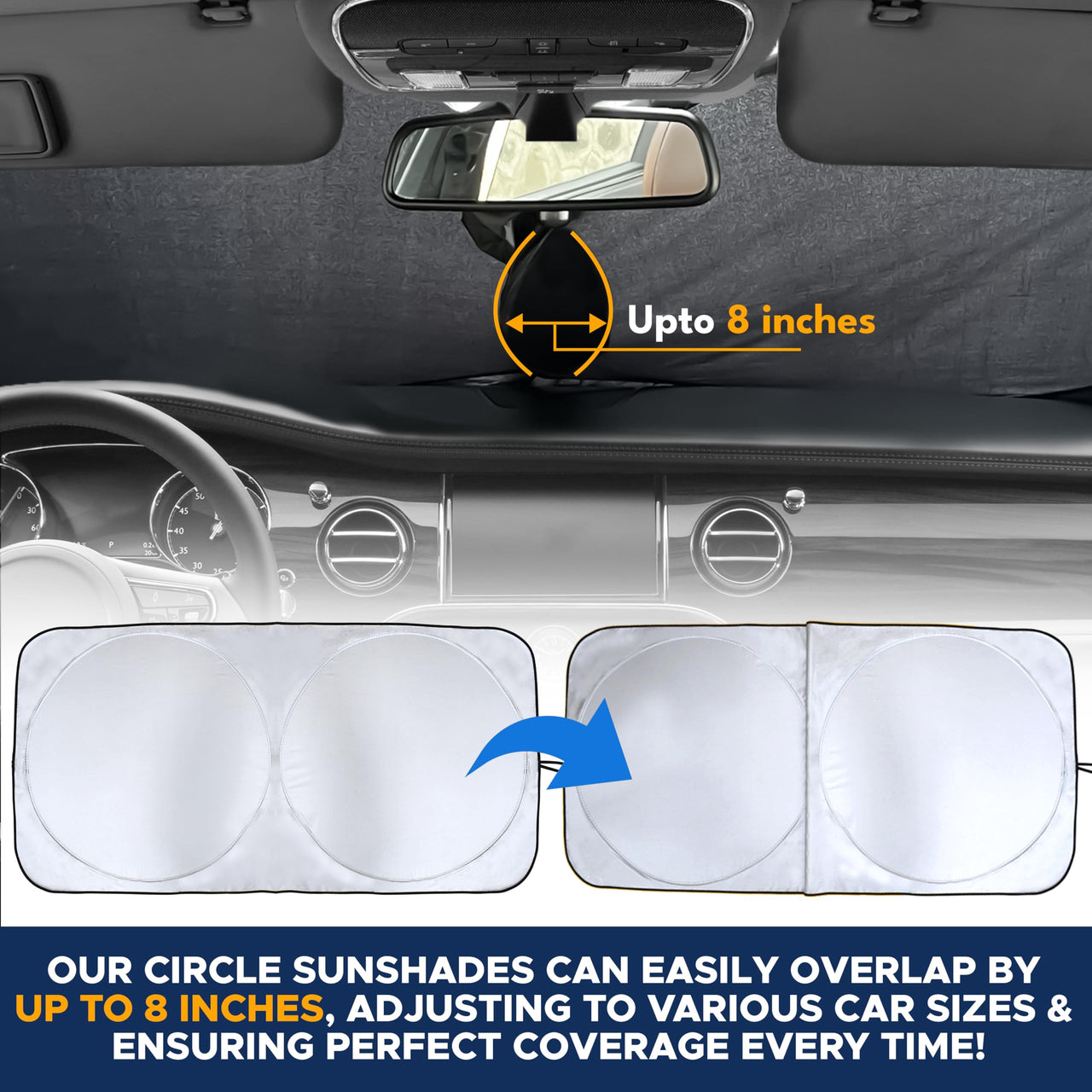 EcoNour Car Windshield Sunshade |UV Reflective Windshield Cover Sun Shade