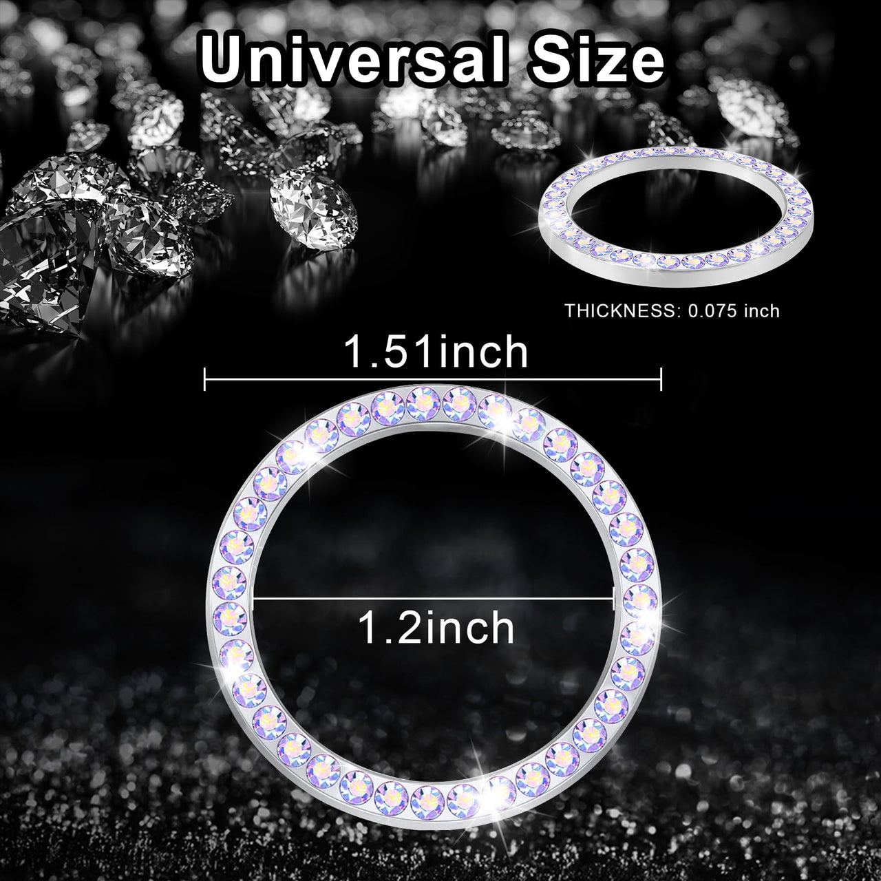 LivTee 2 PCS Crystal Double Rhinestone Car Engine Start Stop Decoration Ring