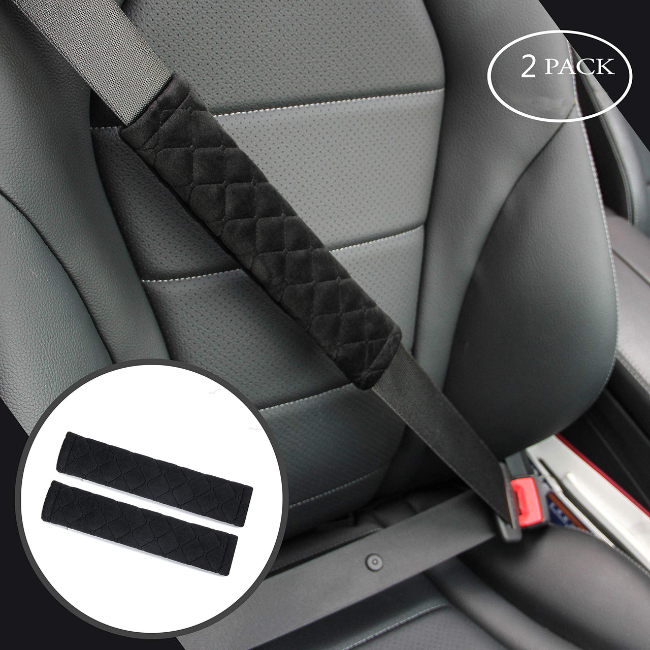 Amooca Soft Auto Seat Belt Cover Seatbelt Shoulder Pad Cushions