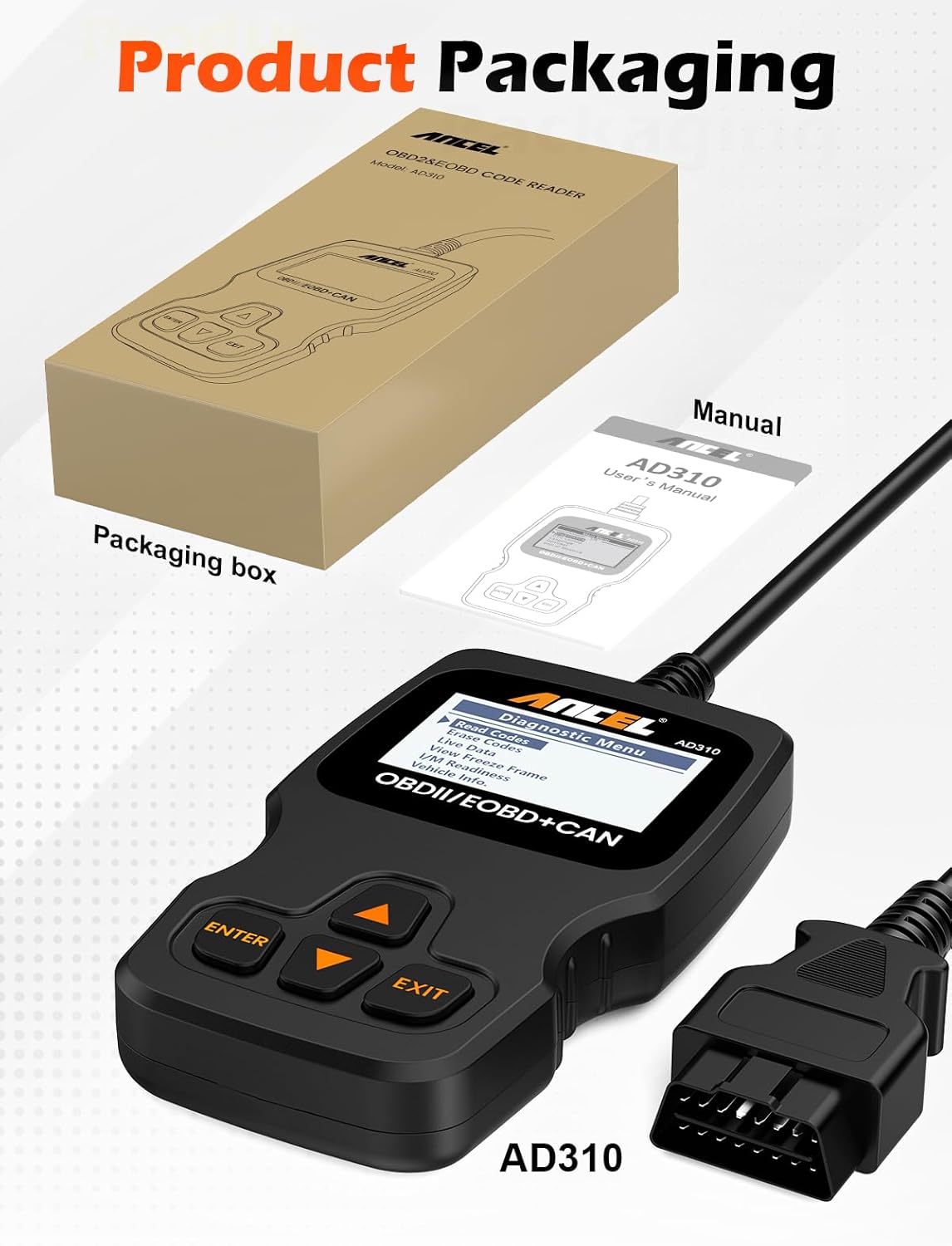 Ancel AD310 Classic Enhanced Universal OBD II Scanner Car Engine Fault Code Reader