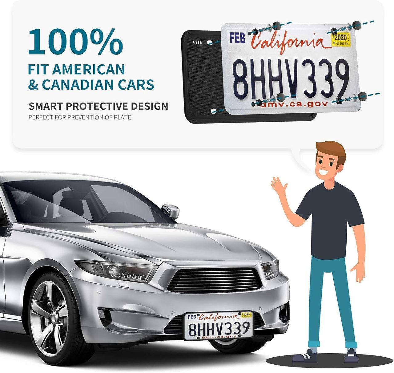 Aujen Silicone License Plate Frames Black