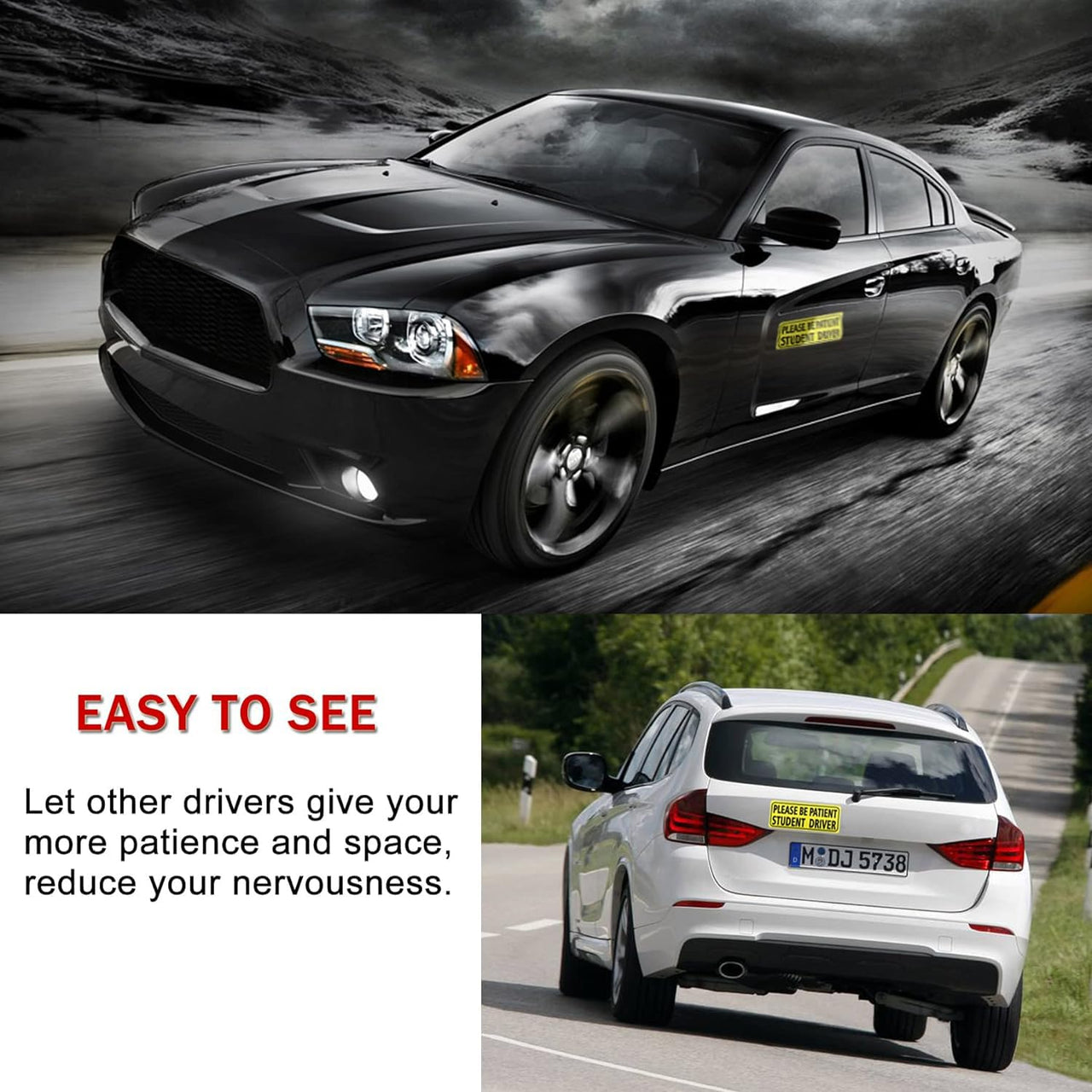 JUSTTOP 3pcs Student Driver Sticker for Car